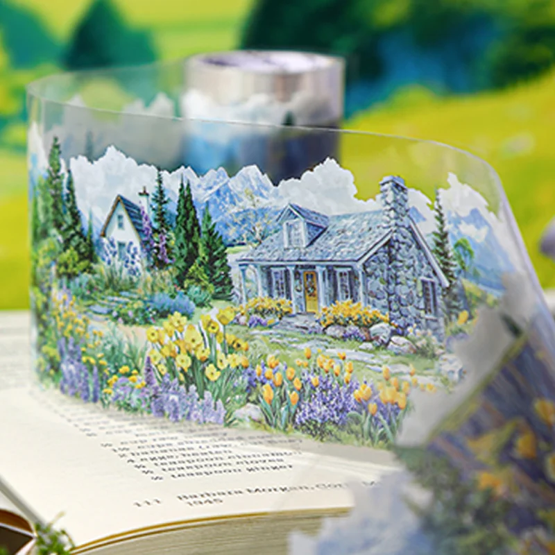 3 rolls of small town wild series PET tape Handbook material collage DIY diary notebook tablet Laptop envelope postcard