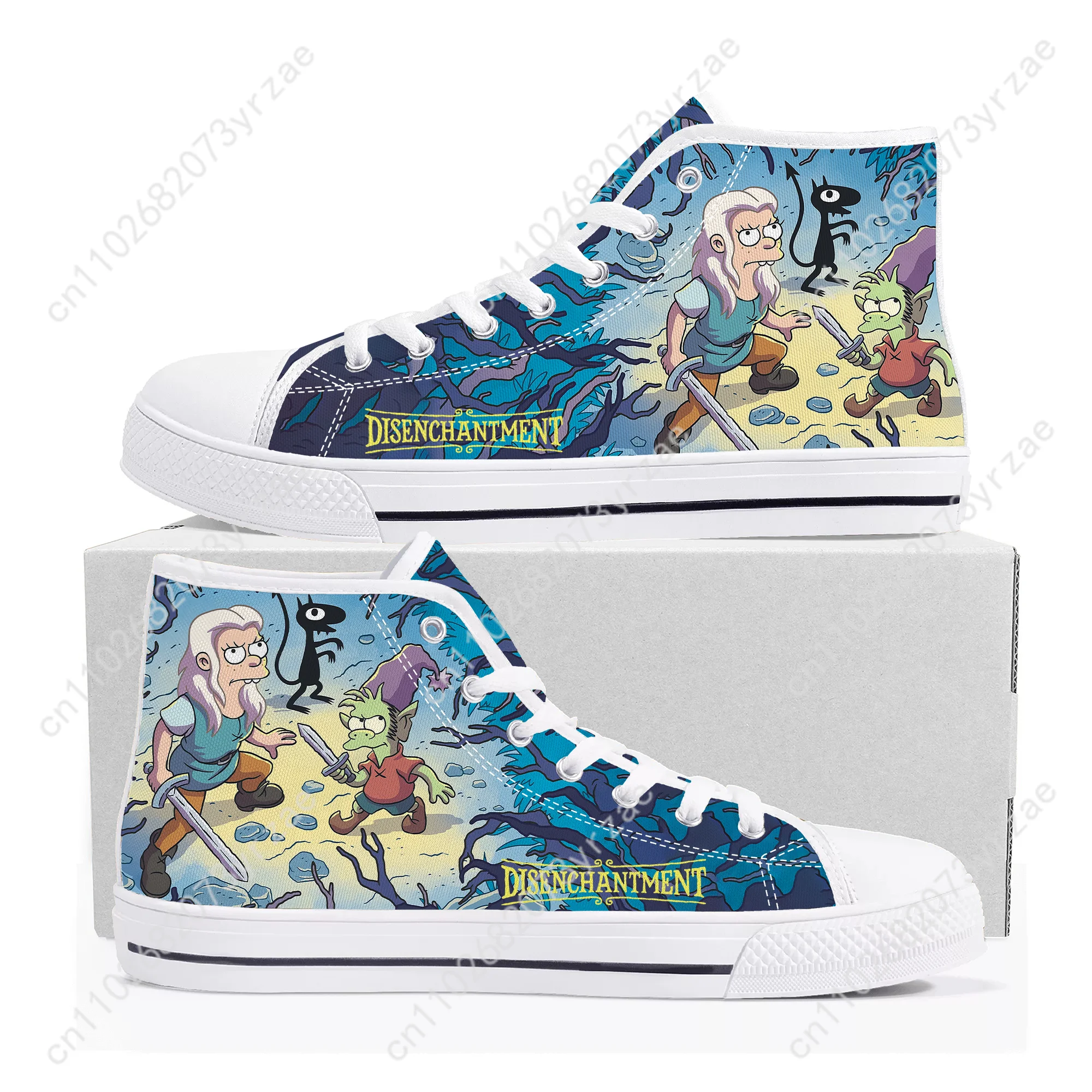 أحذية رياضية عالية الجودة من Disenchantment للرجال والنساء المراهقات من القماش أحذية رياضية غير رسمية بأنماط شخصية أحذية مخصصة