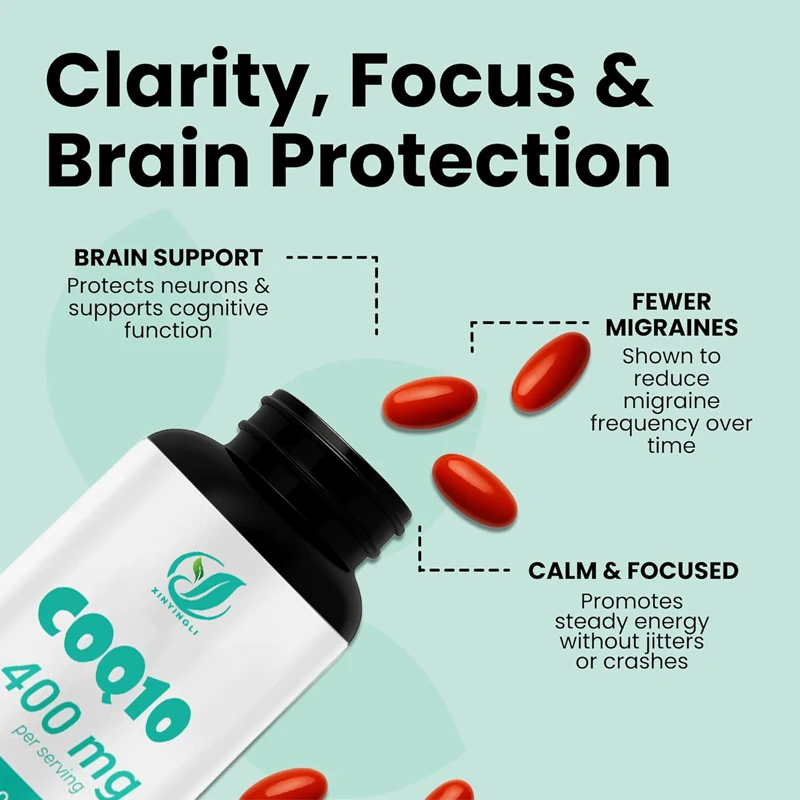 CoQ10 400mg Soft Capsules - Highly Absorbent Coenzyme Q10 200mg/400mg Per Serving, 60 Capsules Liquid Soft Capsules