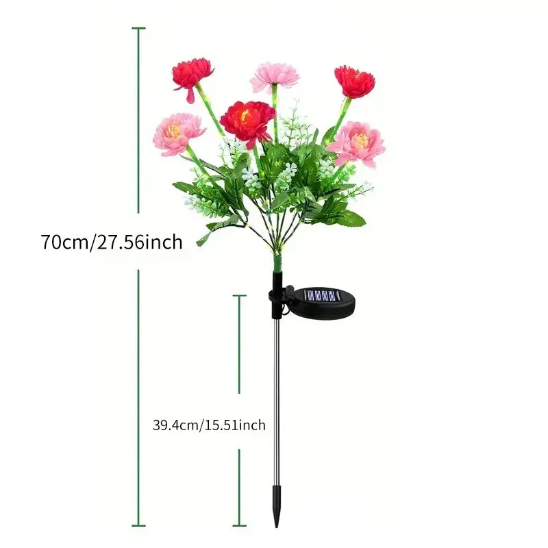 Outdoor Garden Decoration 7 Heads Solar LED Lights Snow Lotus Flower Lawn Lamp Valentine's Day Wedding Holiday Party Decor view 5