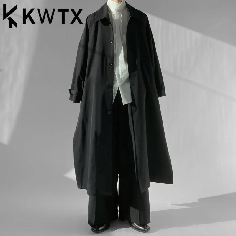 

KWTX 2025 Spring Summer Trench Coat Women’s Casual Streetwear Chic Side Slit Pockets Lightweight High Quality Designer Outerwear
