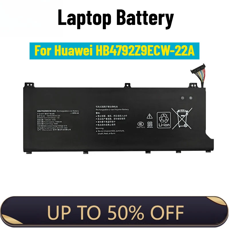 

Laptop Battery for Huawei NMH-WFQ9HN NDR-WFH9HN HB4792Z9ECW-22A