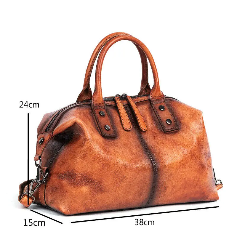 Vintage Handbag Genuine Leather Women Bag Large Soft Cowhide Shoulder & Crossbody Bags