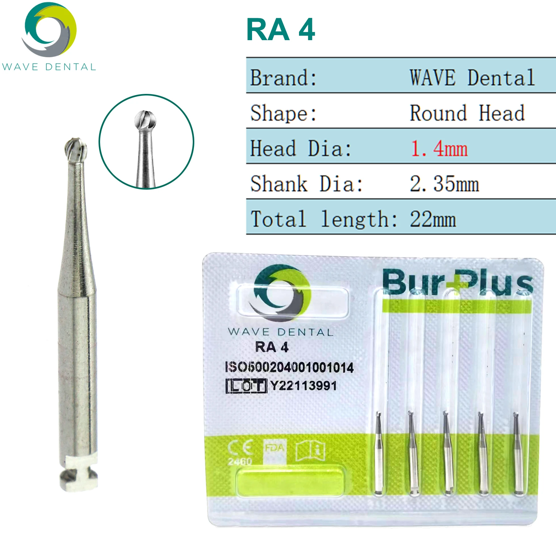 WAVE Tandheelkundige Burs Wolfraamcarbide Lage Snelheid Bur Tandheelkundige Aardbeien RA Ronde Bal Hoofd Tandheelkunde Boor Voor Tandarts 5 stks/pak
