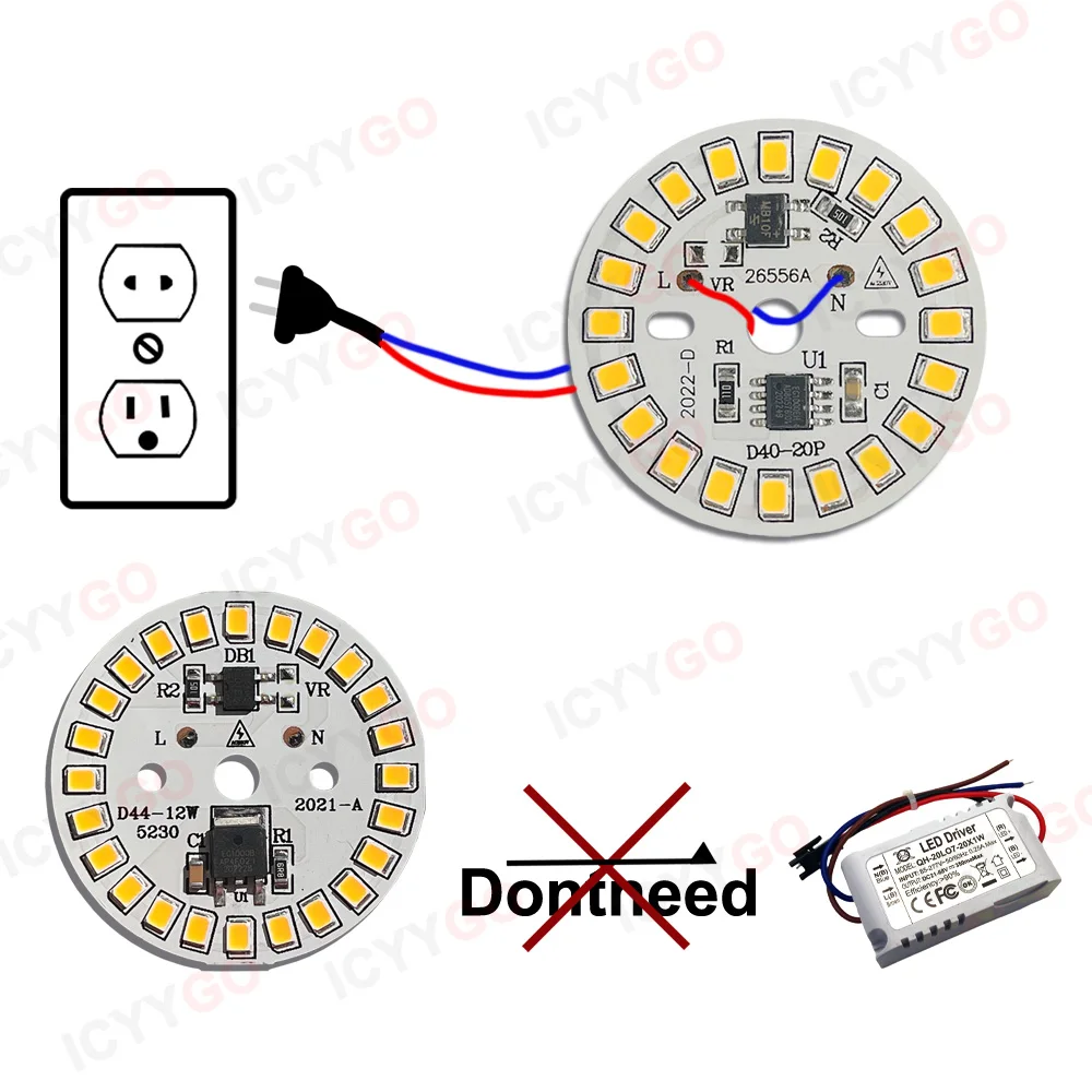 15W 18W 24W 40W 50 W80W 100W 150W LED AC220V Driver-Free High-Voltage Industrial And Mining Lamp Downlight PCB Light Board