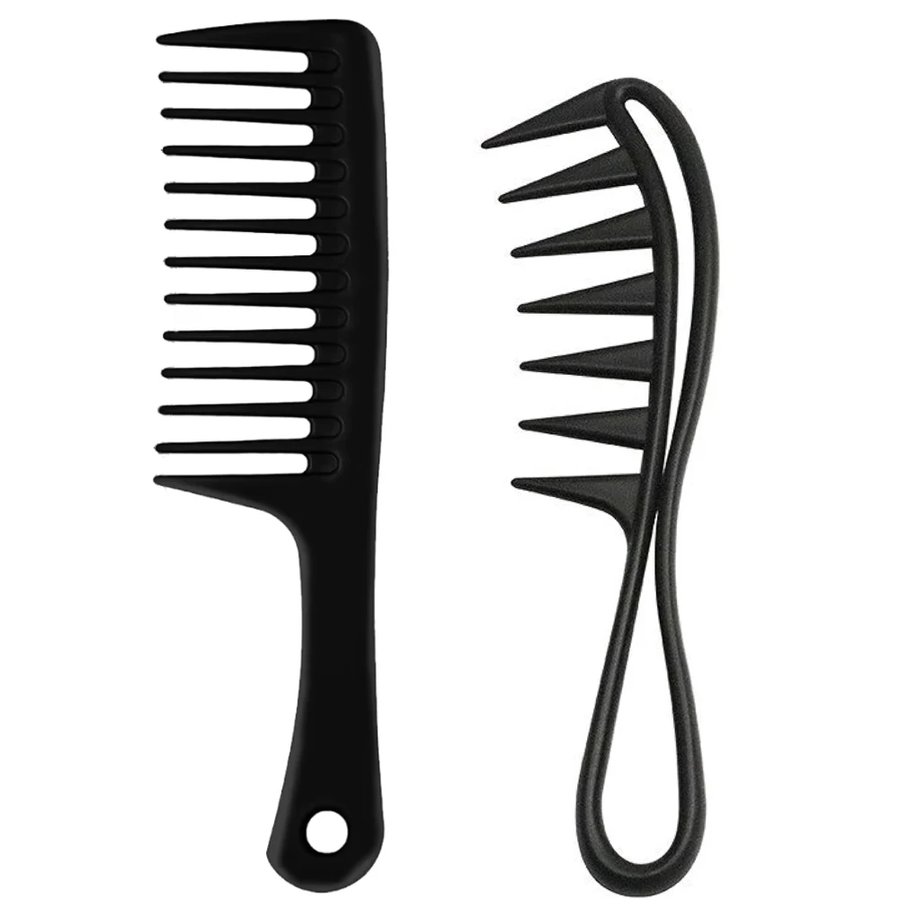 2 Pcs Professional Comb Set, Large Tooth Curl Comb Shark Teeth Hair Hairstyle Tool for Curly Wet Wavy Thick Hair Wigs Barber