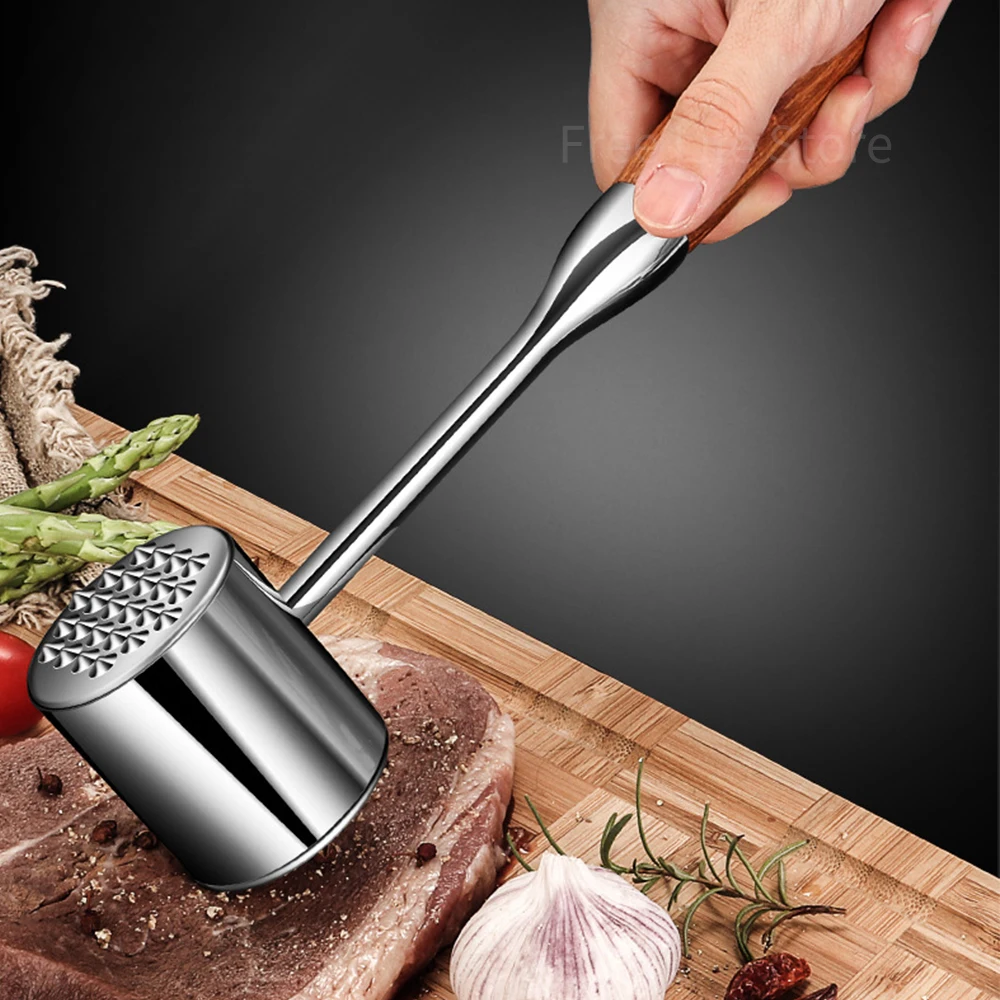 

304 Stainless Steel Meat Hammer With Pear Handle Solid Steak Rib Breaker Meat Loosen Hammer Pork Chopped Beef Steak Hammer