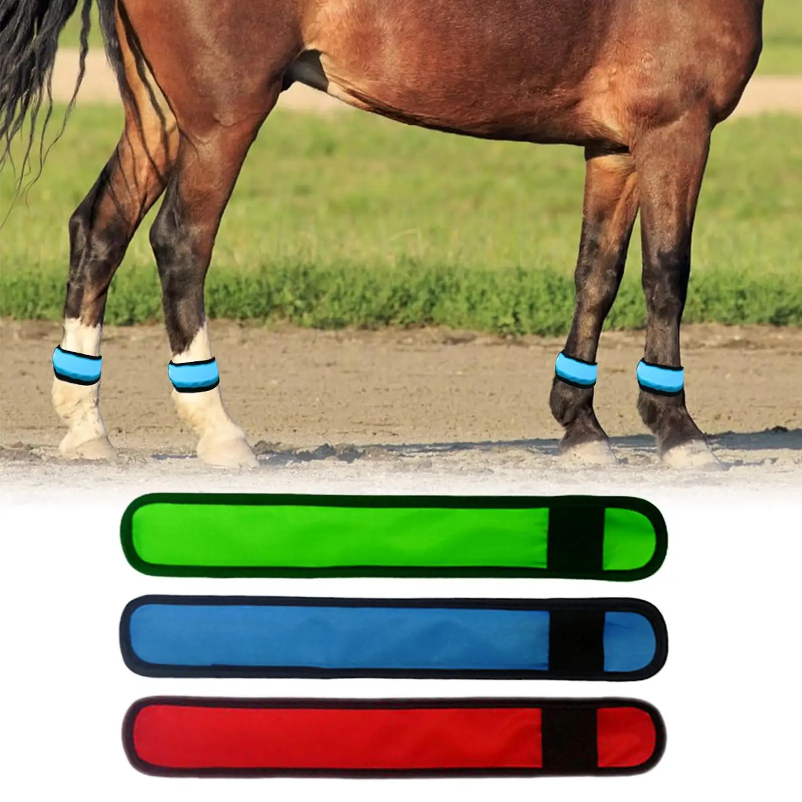 أربطة الكاحل الحصان 4 قطع معدات السلامة 4 طرق أربطة القدم الحيوانية لركوب الليل درب الطريق موكب مزرعة كشك مزرعة مستقرة