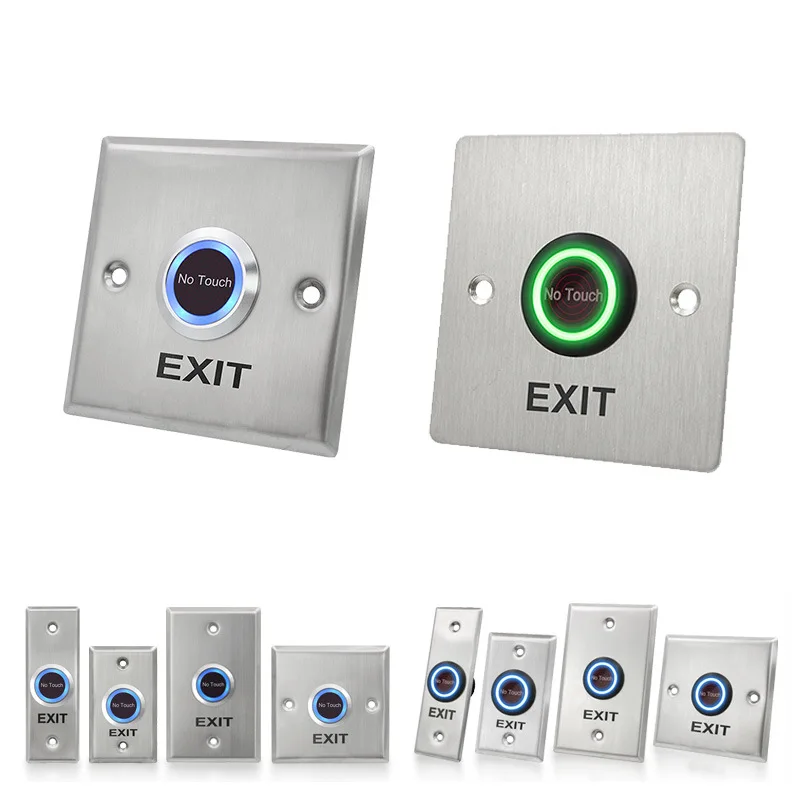 Infrared sensing button 86 type panel door opening button strip automatic reset exit button access control switch waterproof