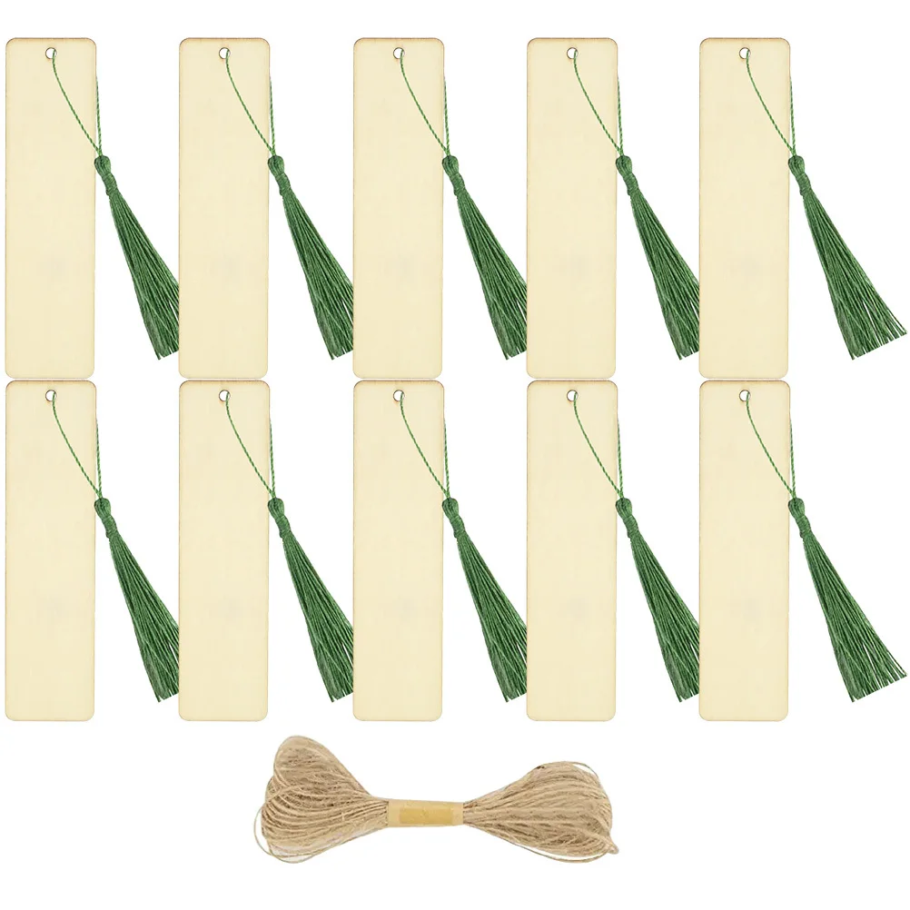 

1Set DIY Wooden Blank Bookmarks Craft Set for Creative Handmade Reading Page Marker Tassel Gift Wooden Bookmarks