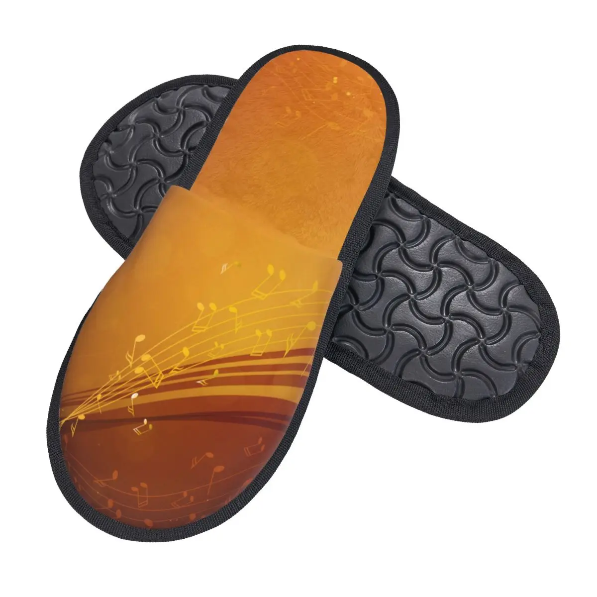 Indoor Music Notes Print Warm Slippers Home Plush Slippers Home Soft Fluffy Slippers