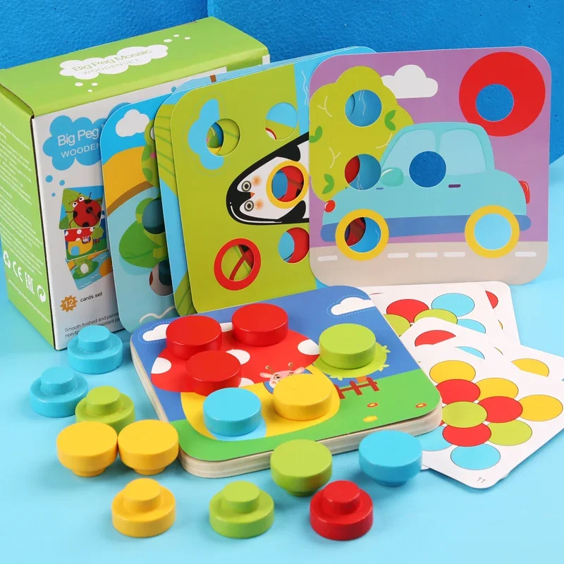 Jeu d'ongles en forme de champignon, Puzzle d'apprentissage précoce pour enfants, jouets interactifs, reconnaissance des couleurs d'intelligence