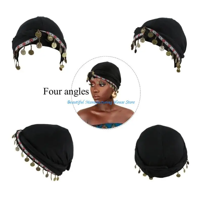 E56A Twist Tail Skull Hat Headwrap Hat Bandanas Braid Hat Adult Outdoor Activity Hat
