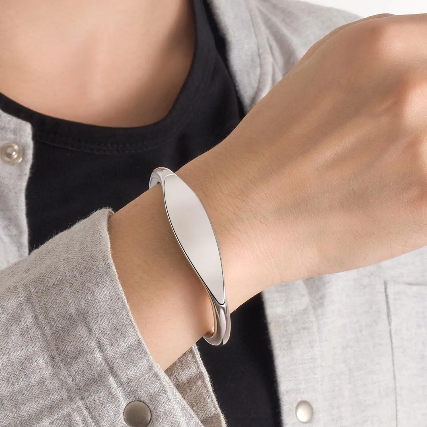 Unisex 925 Sterling Silver Bangle Bracelet -Simple Women Men Torque Bracelet Solid Smooth Plain Polished On Cuff Fashion Fine Jewelry Gifts