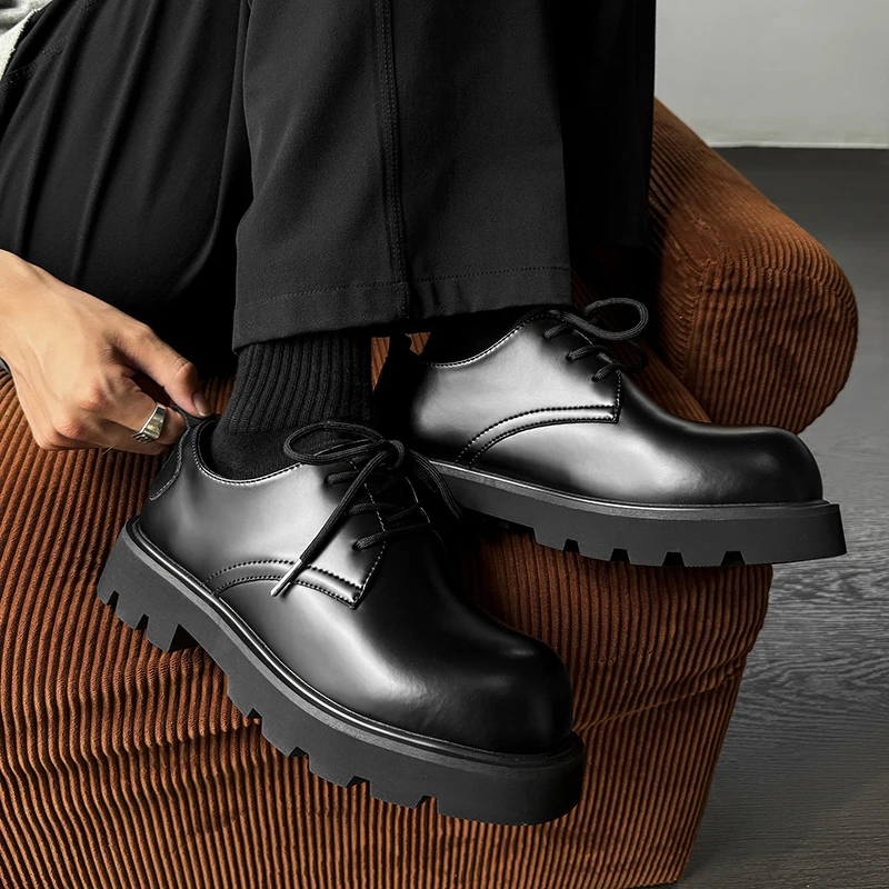 

Men's New Derby leather shoes Luxury designer fashion style Work or Business Suit adult thick soled shoes Hot selling lace up