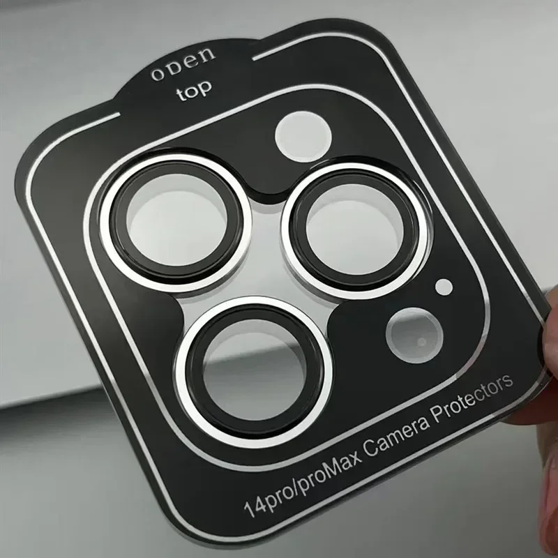 3-2 قطعة حامي حلقة معدنية للكاميرا آيفون 15 17 16 برو ماكس عدسة خلفية الزجاج المقسى آيفون 13 14Pro غطاء رأس واقي