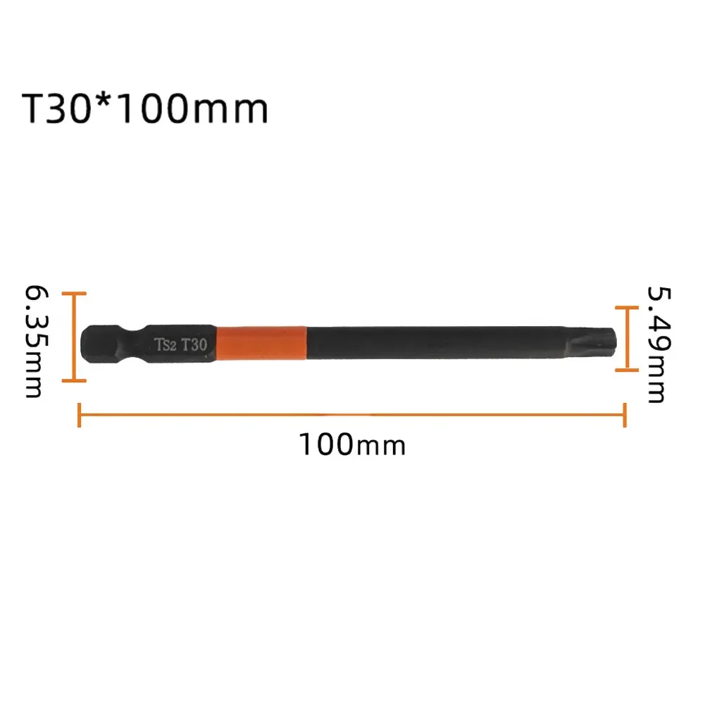 1pc 100mm Trox Screwdriver Socket Bits Set 1/4 Inch Hex Head Quick Change Impact Driver Magnetic Screwdriver Drill Bits T10-T40