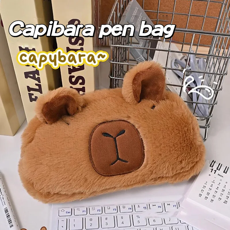 Capibala Plush Cosmetic Pouch Packing Supplies Cute Capibala Large Capacity Pouch Storage Bag Makeup Bag Kids Gifts 파우치