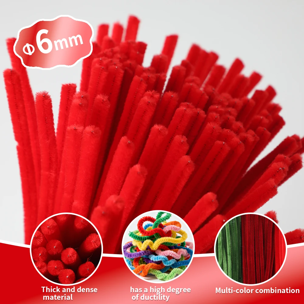 176pcs Red Tulip Lily Bouquet Set, Including Pipe Cleaners, Floral Stems, Tape, Glue Sticks, Cards, DIY Craft Supplies image 2