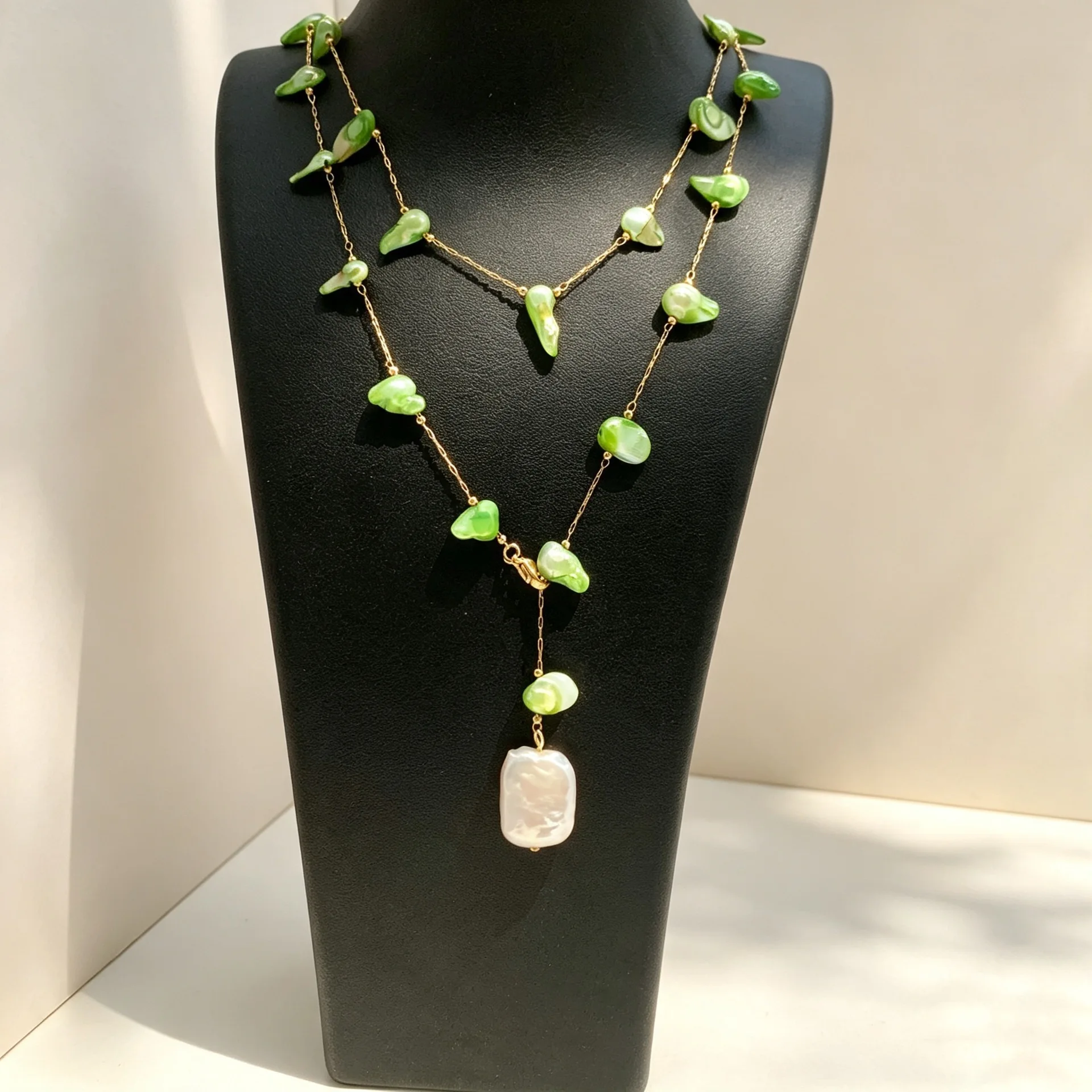 Baroque Irregular Pearl Long Necklace Stackable Sweater Chain Handmade Crushed Stone Beads Fashion Neck Jewelry For Women