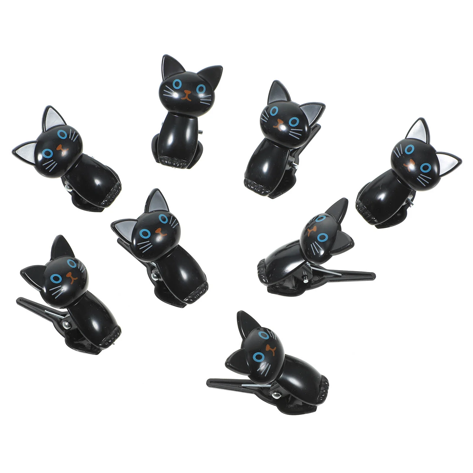 8 Pcs Cute Cat Office Clip with Lanyard Multifunctional Windproof Drying 6pcs (grey 3 + White 3) Chip Clips Bag