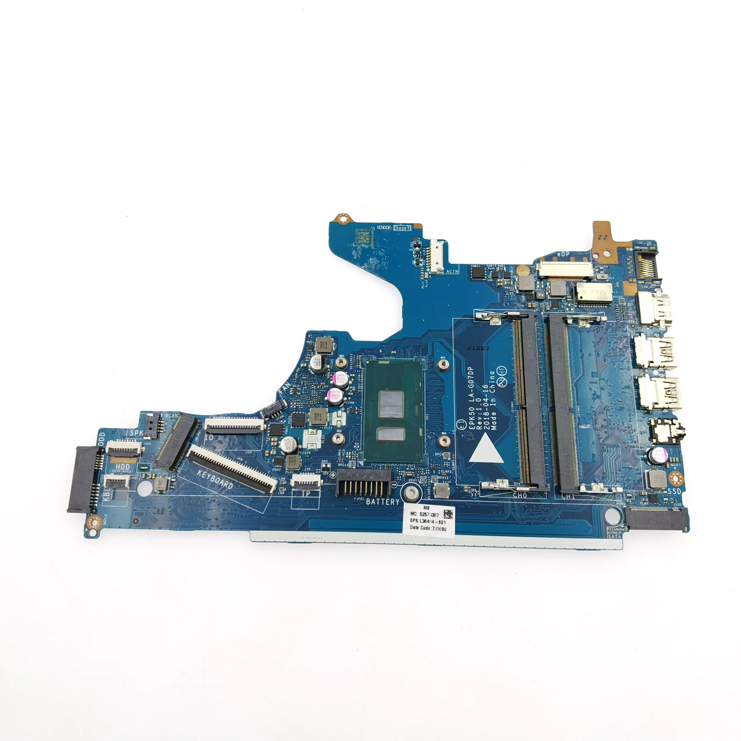 Imagem -06 - Motherboard para o hp Pavilion 250 g7 15-da 15t-da Laptop Motherboard i3 i5 i7 Cpu L36494501 Ddr4 Testado Epk50 La-g07dp La-g07ep