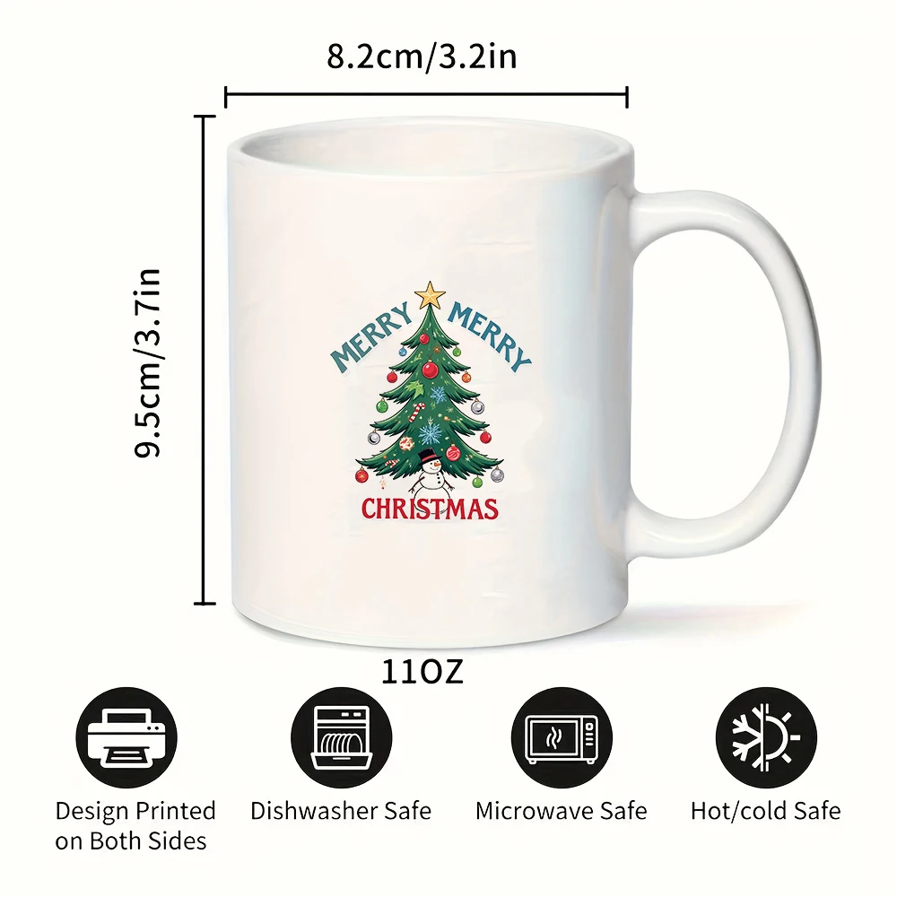 11oz Christmas Tree Cartoon Mug Kids & Family Christmas Gift Party Hot & Cold Drink Cup