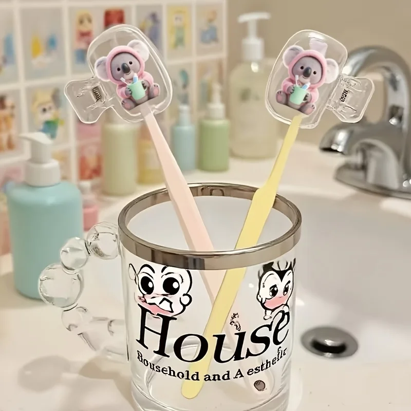 2pcs Koala Toothbrush Holder Portable Dustproof Odorless Case For Various Travel Kits Ventilation Holes to Keep Clean And Dry