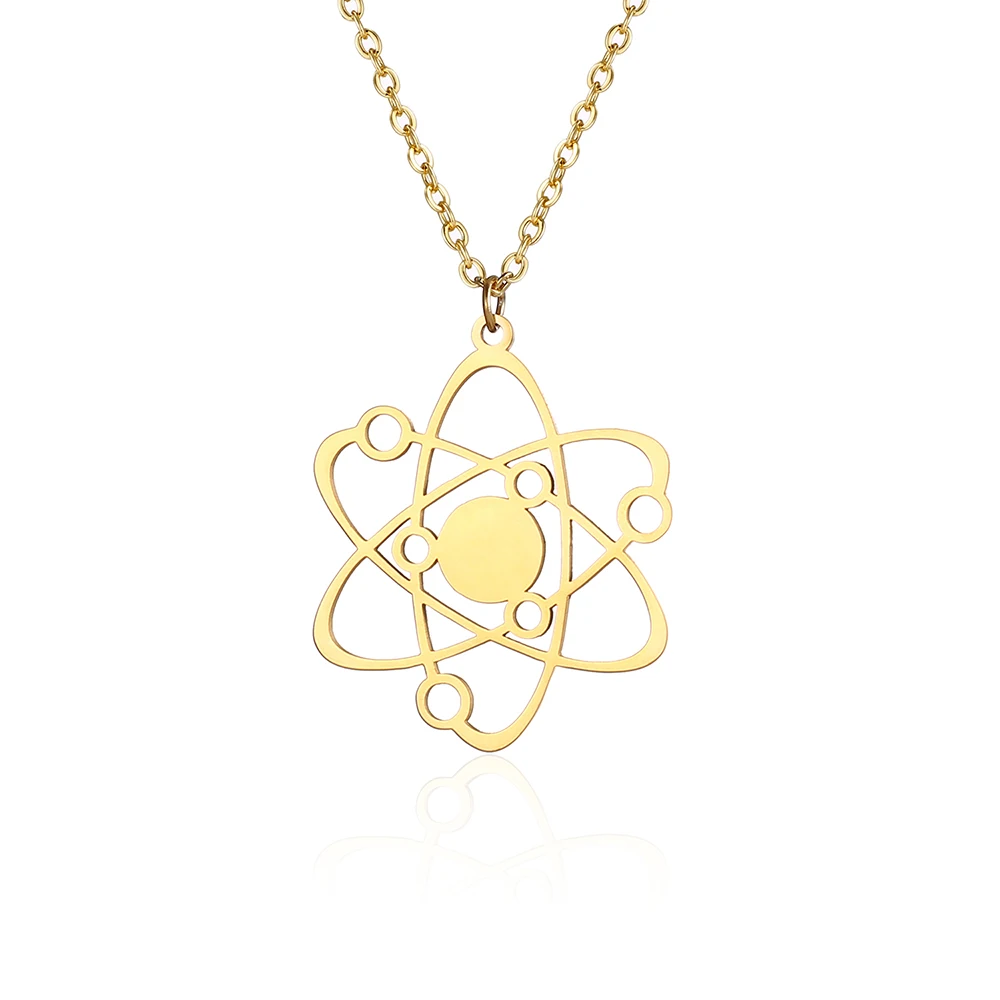 Stainless Steel Science Physics Carbon Atom Pendant Necklace Chain Jewelry Gift For Women