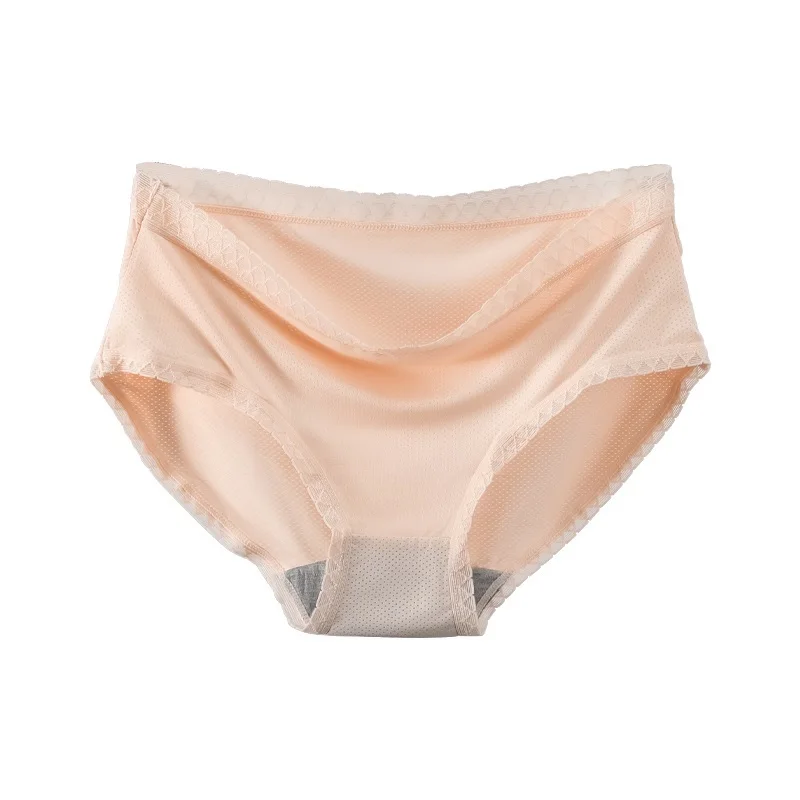 Women's seamless thin ice silk antibacterial girls mid-waist triangle shorts Breathable shorts