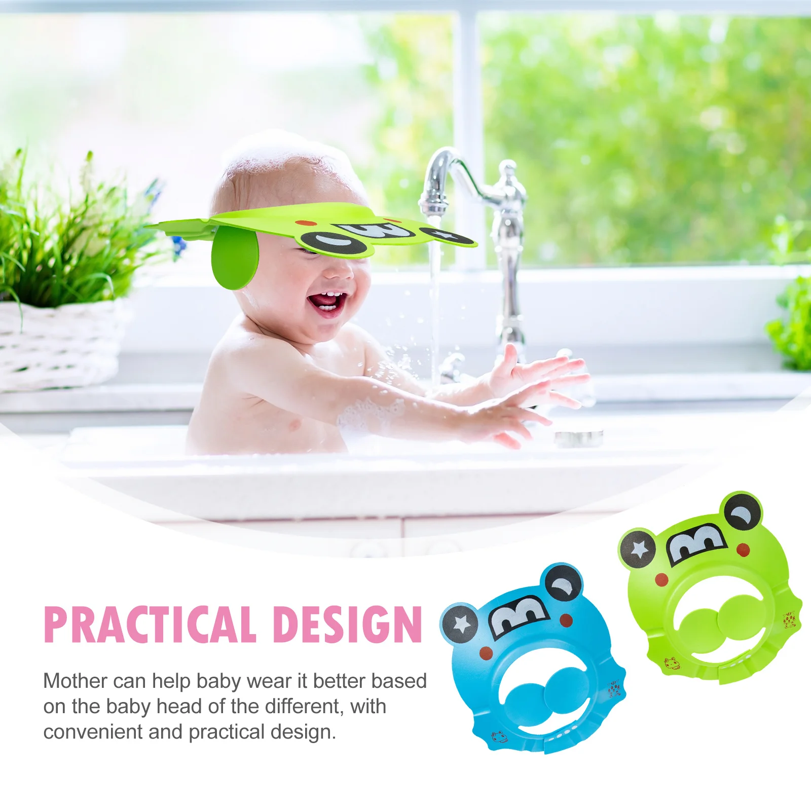 

2Pcs Waterproof Baby Shower Hats Adjustable Toddler Bath Shampoo Caps Protective Bathing Supplies Baby Shower Hat