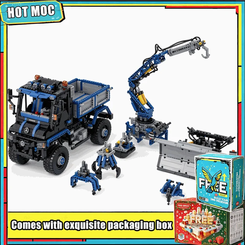 3485PCS RC Off Road Utility Truck Snowplow Crane MOC Model Building Blocks Custom Puzzle DIY Assembly Vehicle Toy Popular Gift