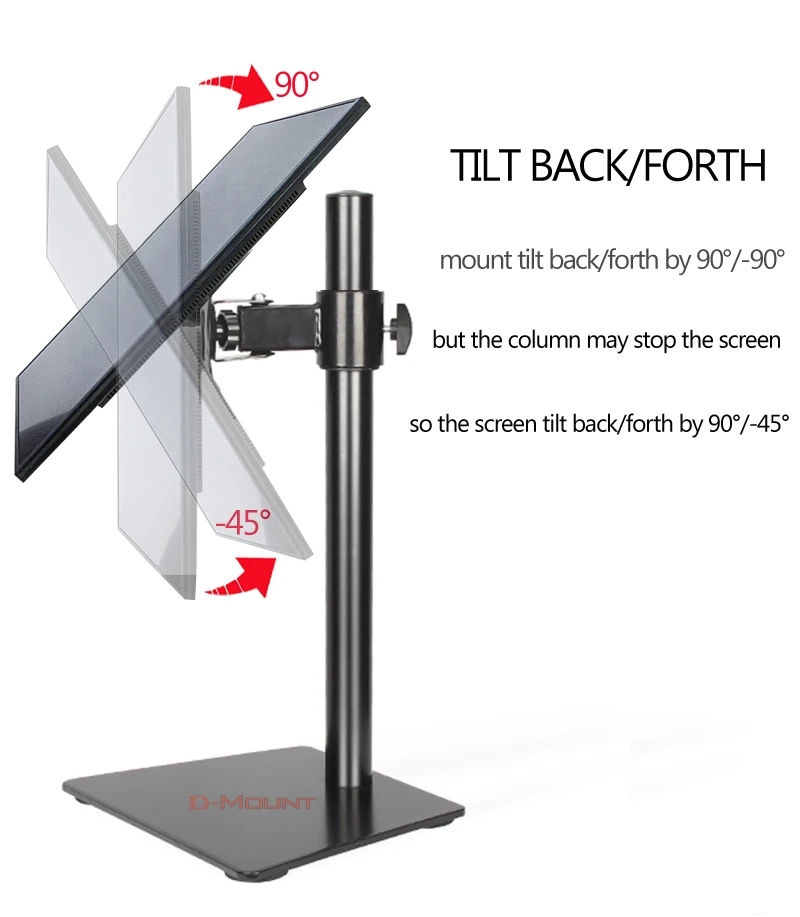 DL-AOC3 10'-27' 25' Höhenverstellbarer 15kg Metall-Basis Monitorständer für Einzelbildschirm – Detail 10