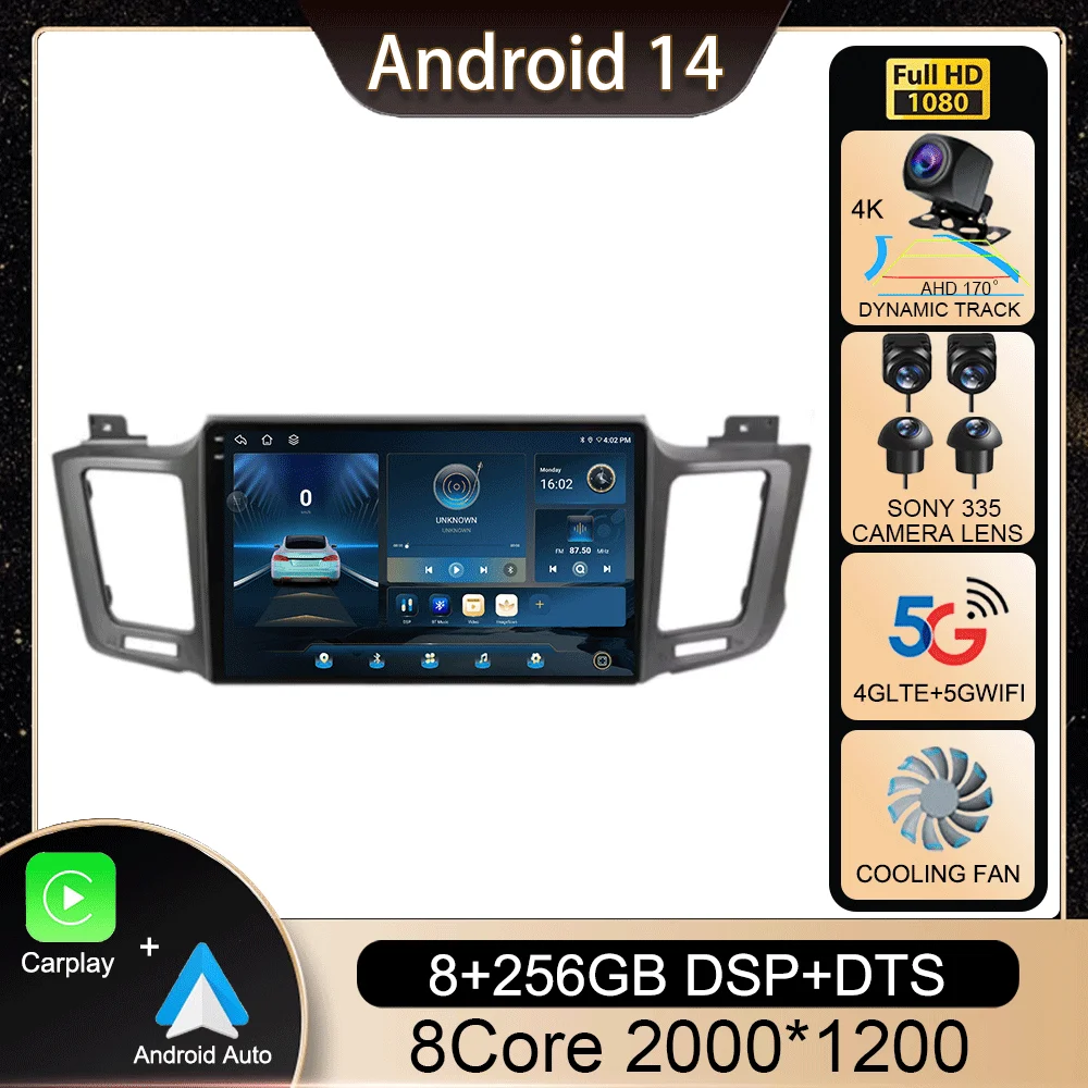 Android 14 Carplay Auto 2din Car Radio For Toyota RAV4 RAV 4 XA40 2012-2019 GPS Multimedia Video Player DSP Stereo Head Unit BT