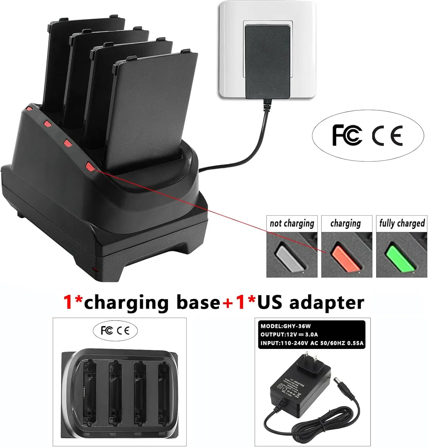 SAC-TC2Y-4SCHG-01 4-Slot Battery Charging Dock with Adapter For ZEBRA TC21 TC26