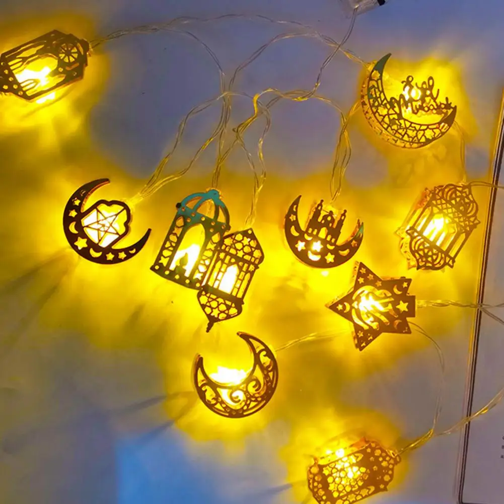 أضواء رمضان عيد مبارك الأنيقة LED ، قمر ، نجمة ، فوانيس ، بطارية ، إكسسوارات حفلات ، احتفالية