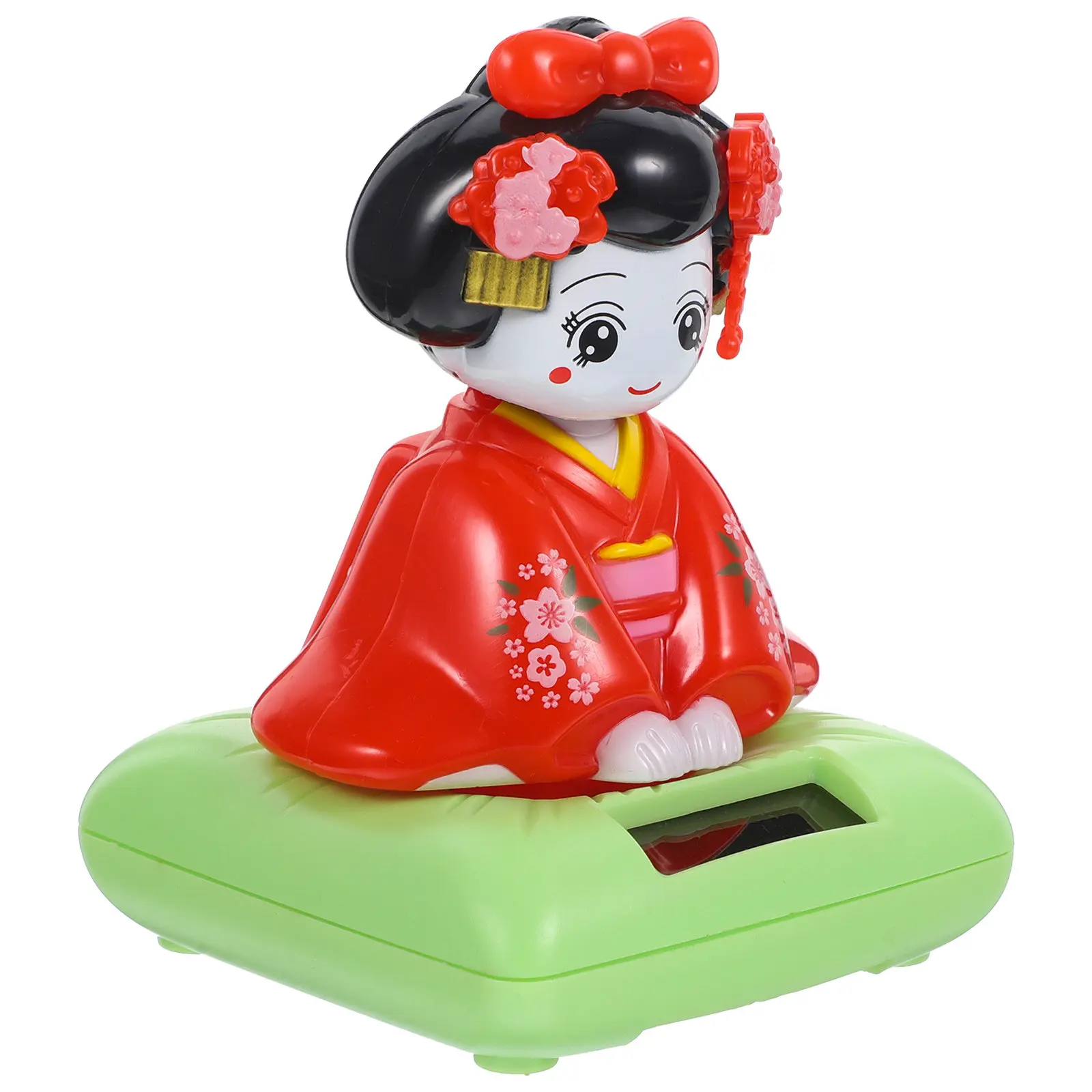 

Маленькая пластиковая статуэтка с качающейся головой в кимоно, на солнечной энергии, для приборной панели автомобиля и рабочего стола, японский стиль, яркое мультяшное украшение