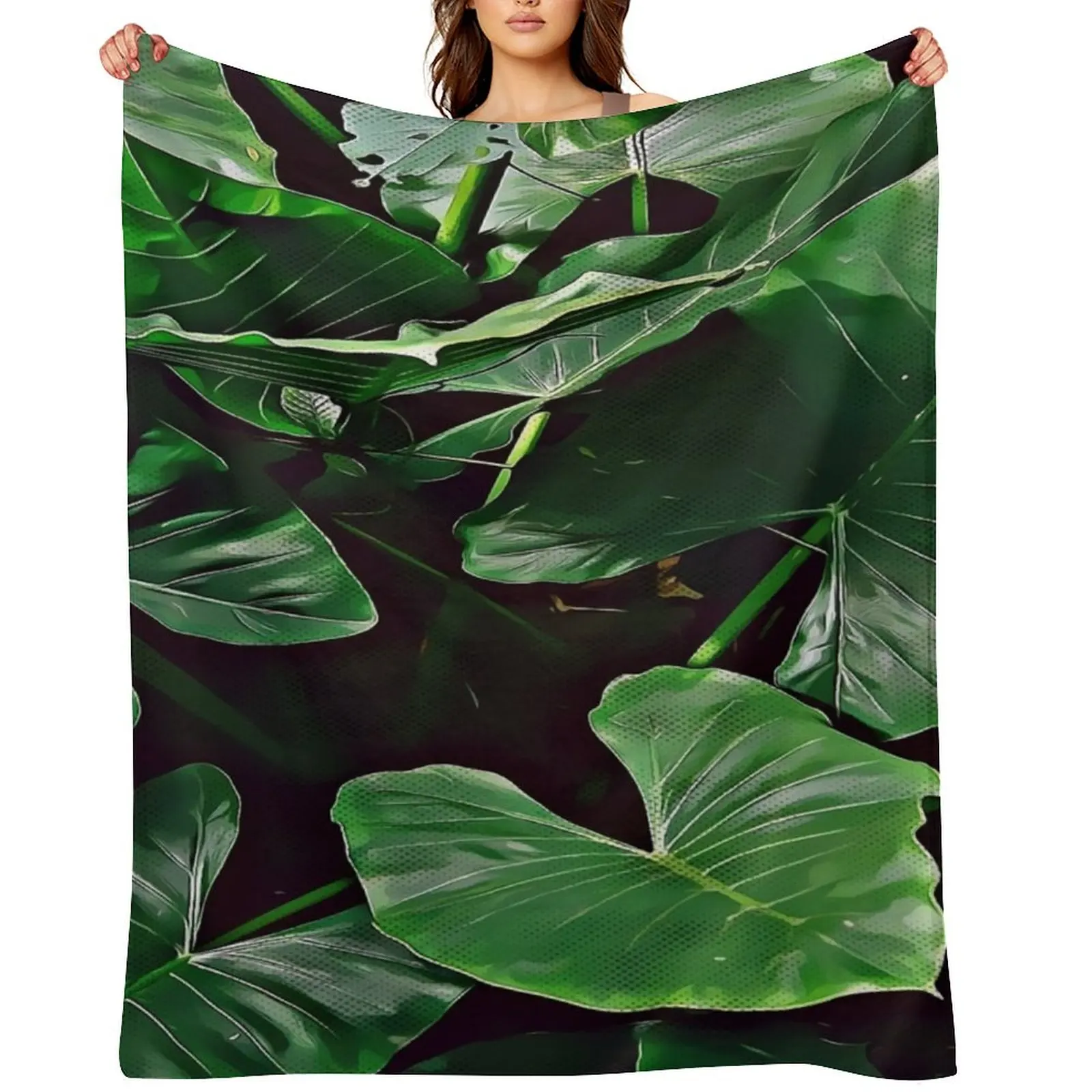 

Tropical Jungle Plant with Big Green Leaves Throw Blanket Luxury St Soft Big Hairy Furrys Blankets