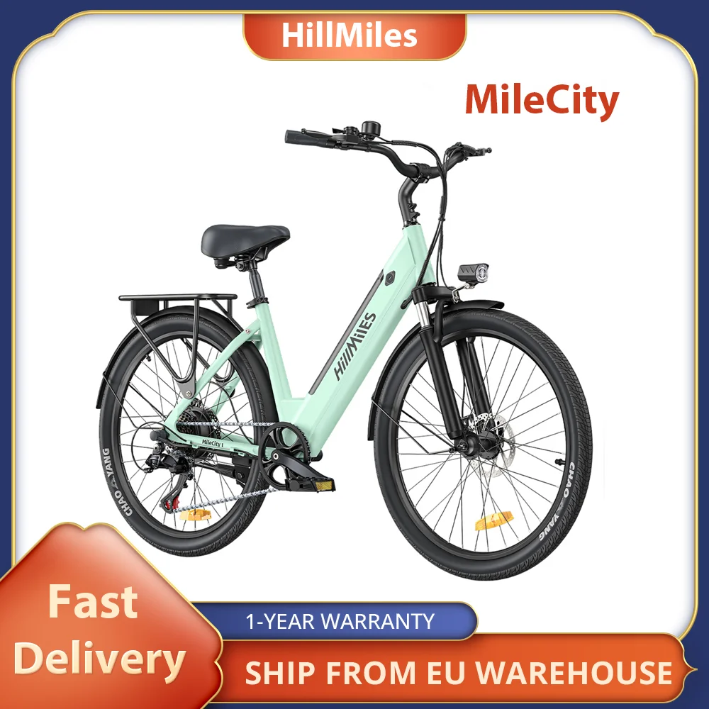 HillMiles MileCity1 Electric Bike, 250W Motor, 36V 13AH Battery, 26