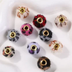 40pcs 15mm Imitation Leopard Unique Plush Beads for Making Bracelets Bag Making DIY Keychain Accessories Ornaments Materials Art