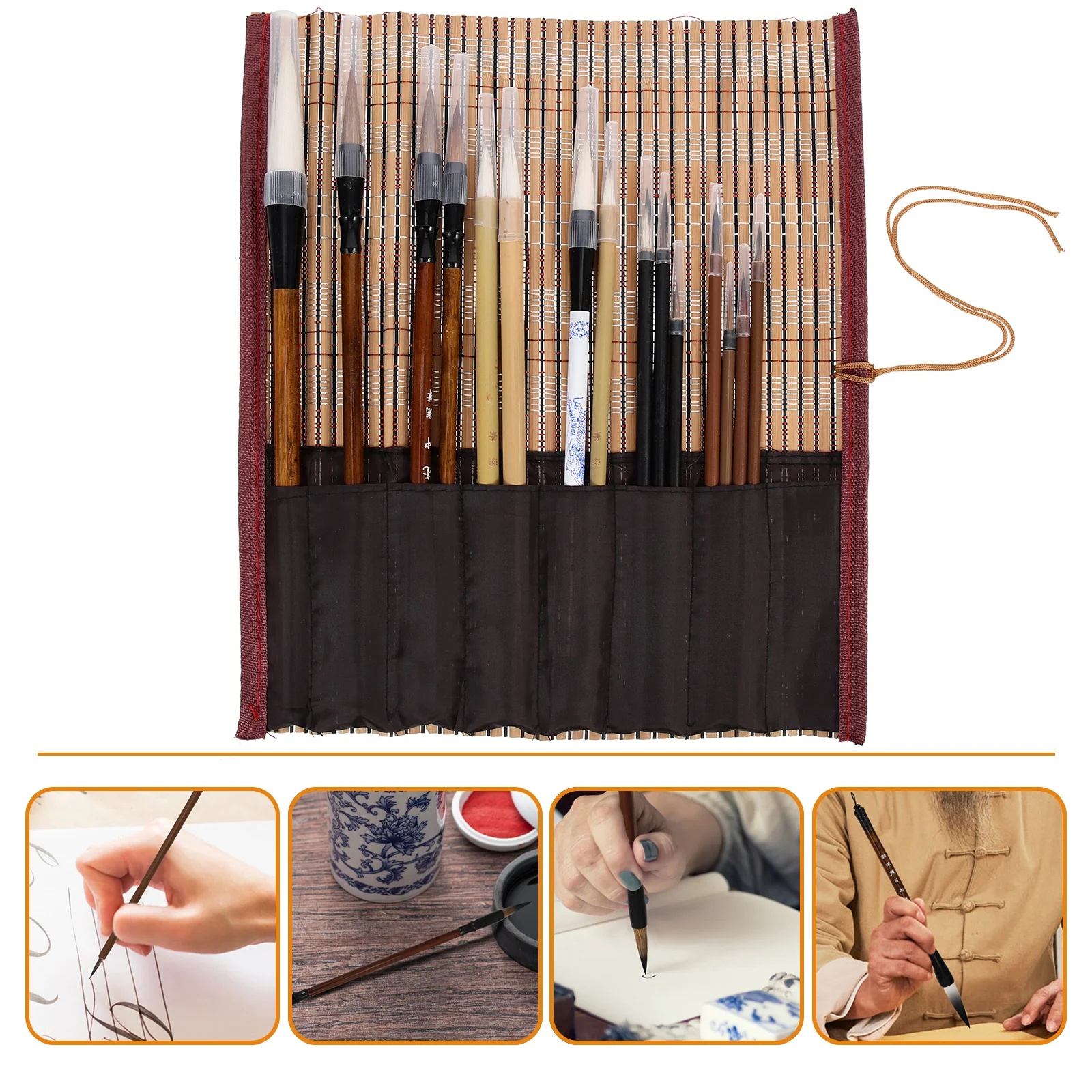 15 Pcs Paint Brush Chinese Painting Set Hand Wood Writing Drawing Ink Calligraphy