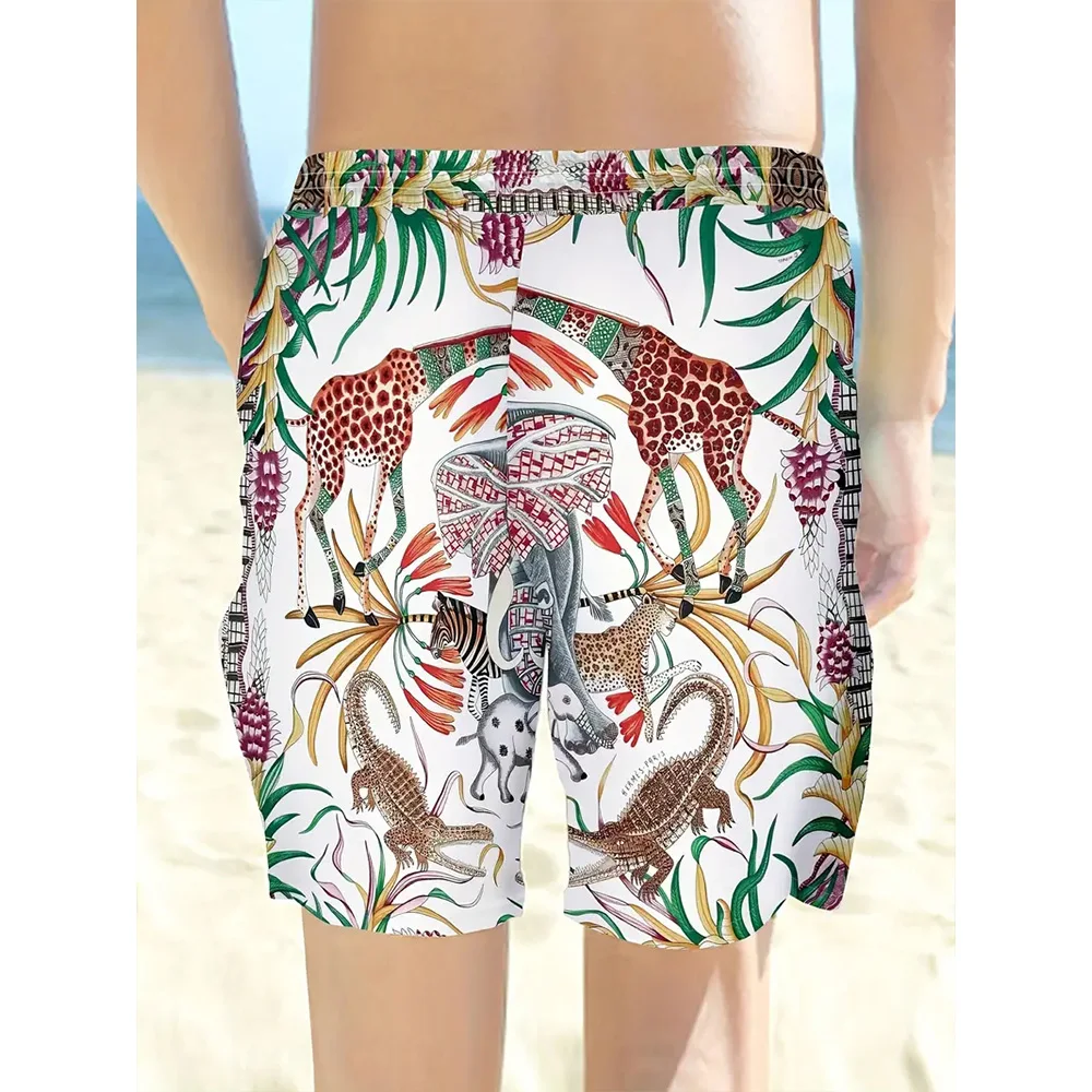 Pantaloni da spiaggia da uomo animali della foresta pluviale pantaloncini stampati in 3D pantaloncini traspiranti Casual estivi da uomo Street Ropa Hombre