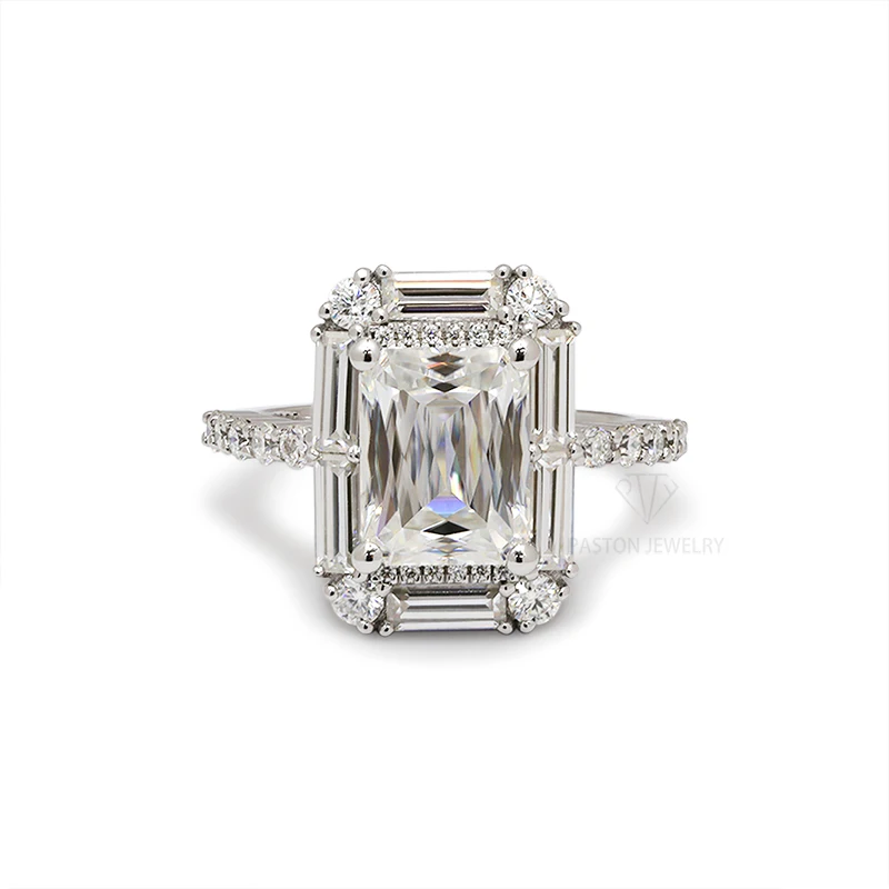 الباستون مخصص الفضة مويسانيتي الدائري D VVS1 3ct 7x9 مللي متر متقاطع قطع مويسانيتي الماس المشاركة النساء الدائري