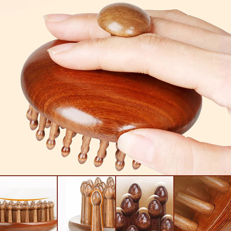 79 Teeth Wood Therapy Massage Comb Scalp Head Massager Natural Sandalwood Circular Tooth Guasha Scraping Body Massage