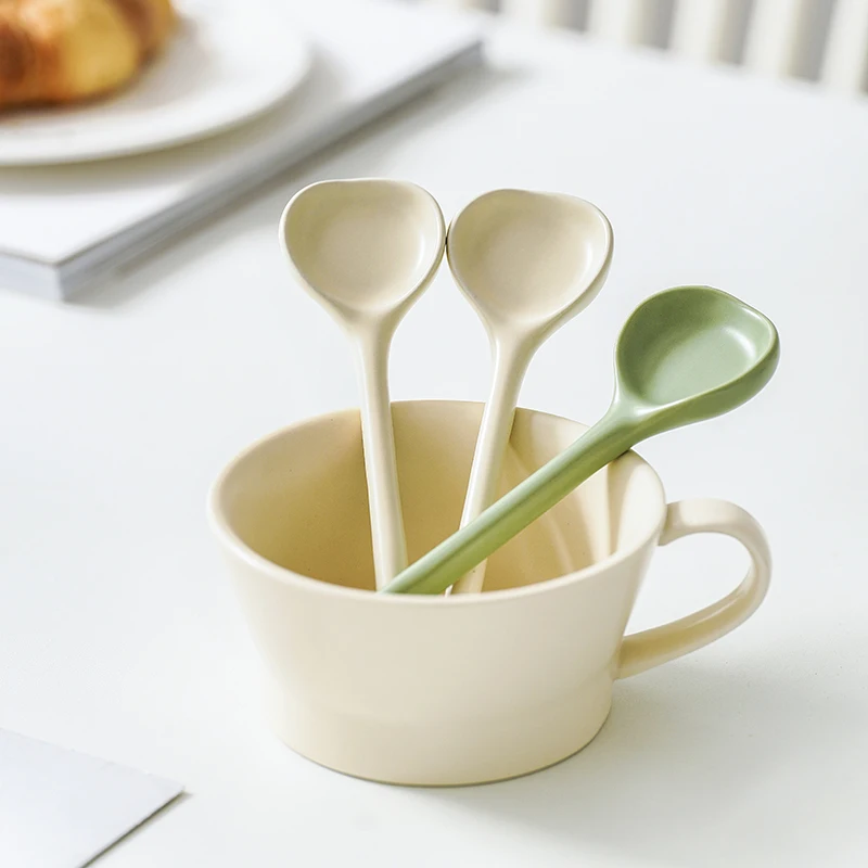 MUZITY Ceramic 2pcs Spoon Tableware Multi-Function Scoop Porridge PorcelainSoup Spoon For Restaurant Utensils Cutlery Dinnerware