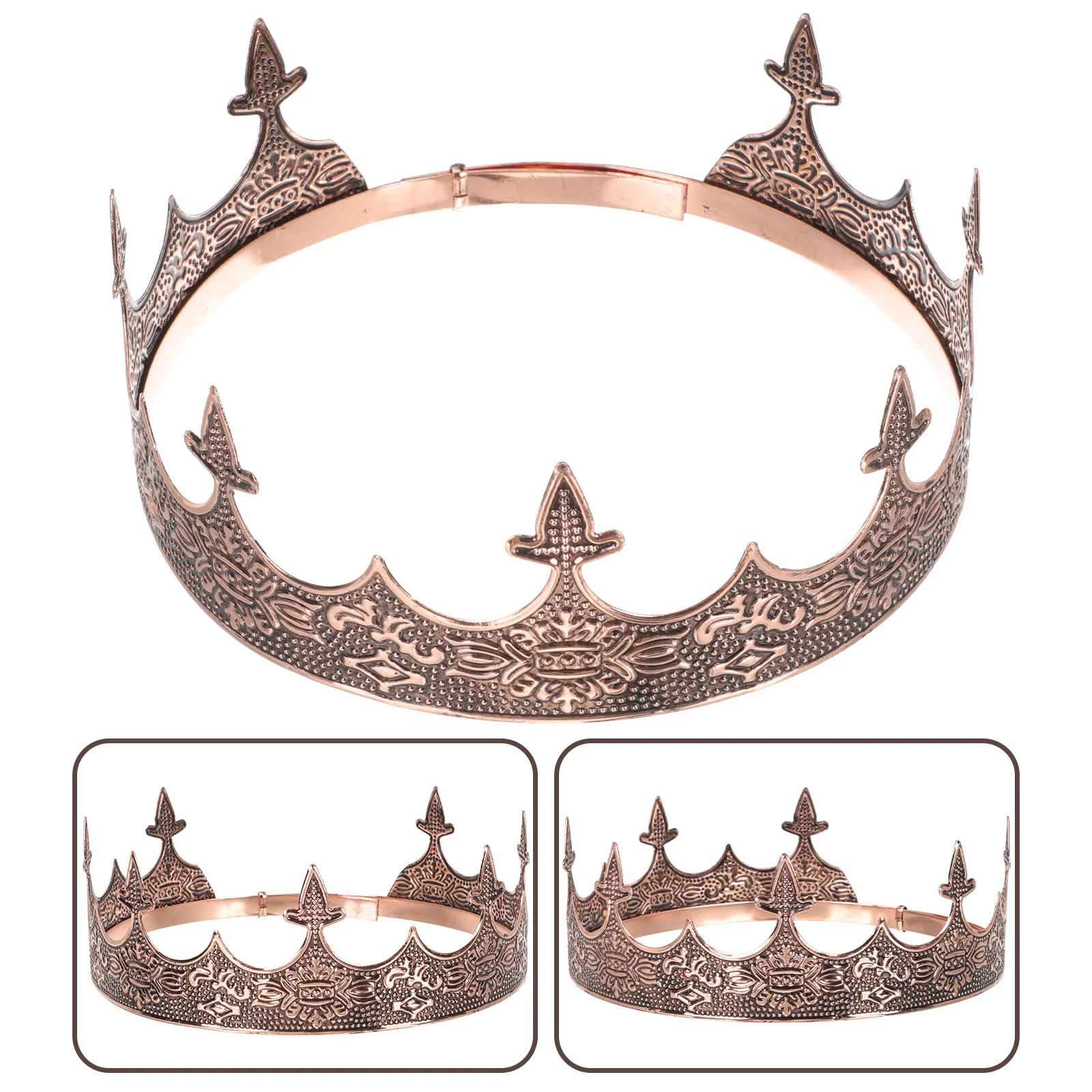 تاج كينج معدني عتيق للرجال أداء حفل زفاف تأثيري عقال ديكور الشعر تاج ديكور أنيق أنيق