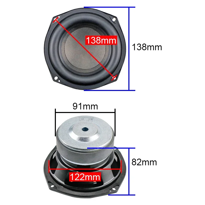 For Harman Kardon 5.25 Inch Woofer Loudspeaker Unit Subwoofer 2OHM 80W High-end Bass Long Stroke Rubber Edge Car Home
