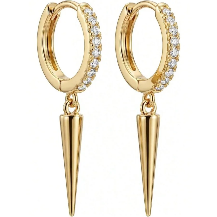 

Women's Gold Exquisite Dangle Earrings 14K Gold Plated Exquisite Cute Geometric Triangular Cone Dangle Earrings