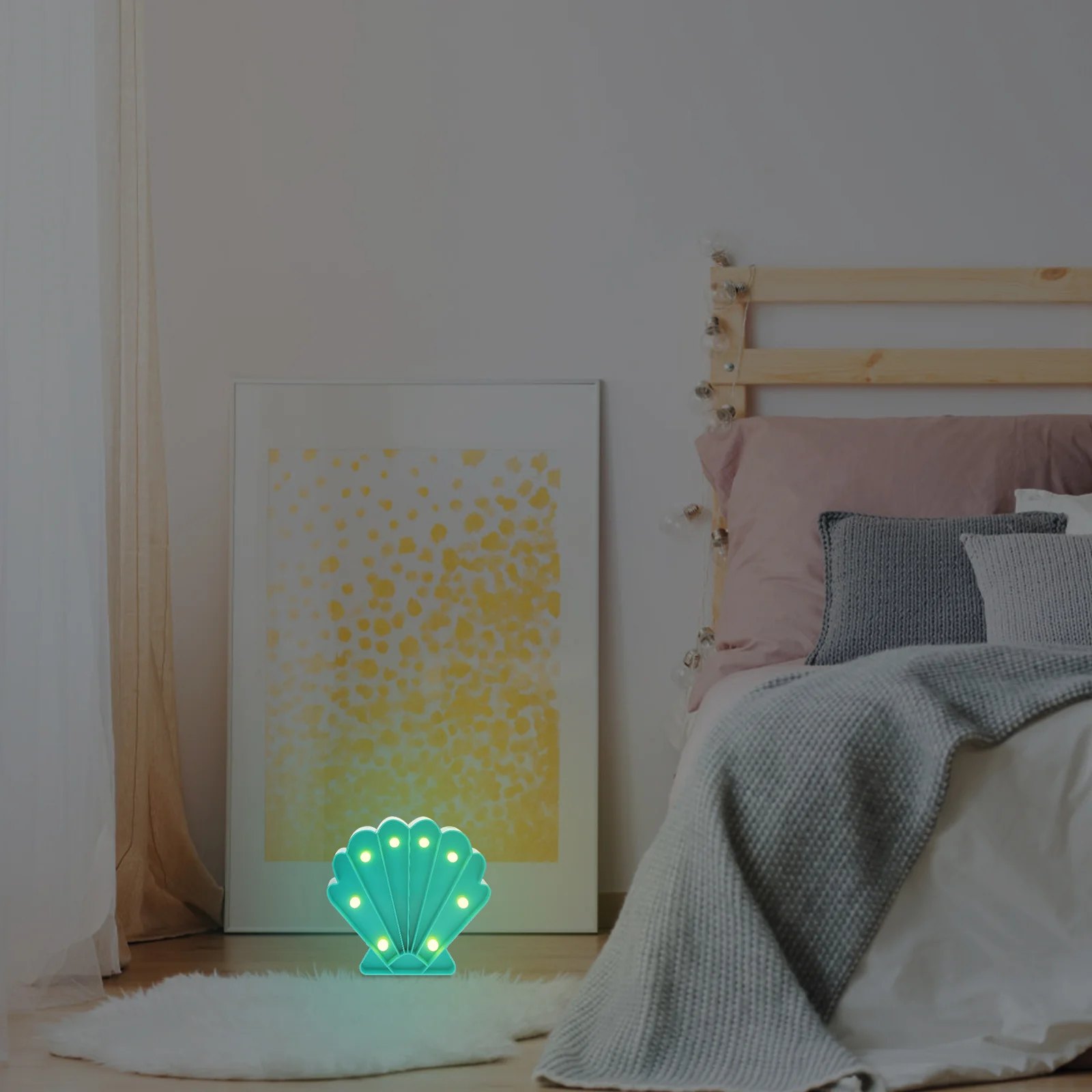 Creative Seashell Night Light Powered LED Lamp Star Shape Bedside Table Light Holiday Birthday Gift Night Lamp