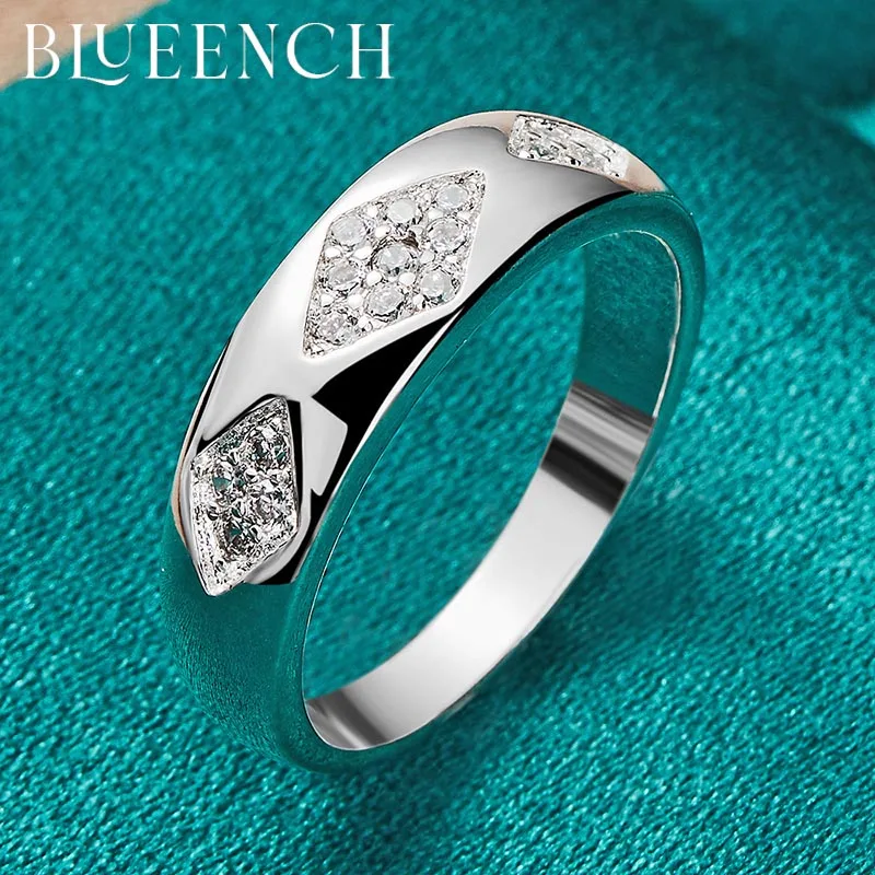 

Blueench 925 Sterling Silver Zircon Simple Ring For Men Women Proposal Party Fashion Glamour Jewelry